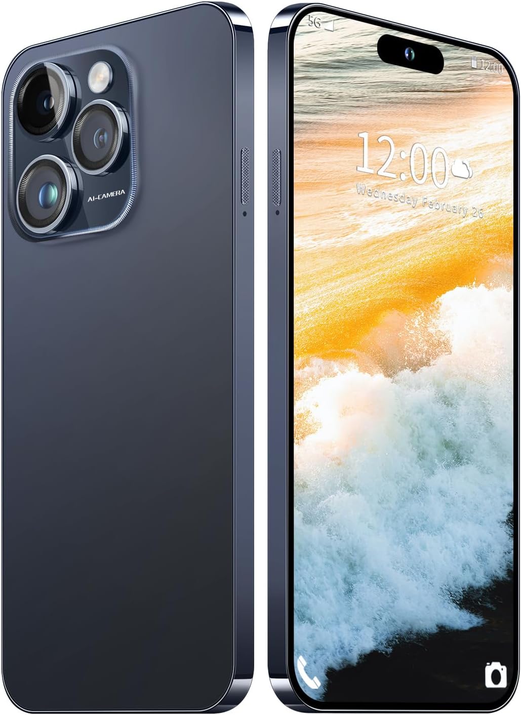 14PROMA X Unlocked Cell Phone, Long Battery Life 6.82″ HD Screen Unlocked Phones, 12+512GB Android 14 Smartphone with 128G Memory Card, Dual SIM/Fingerprint Lock/Face ID/GPS (Blue Titanium, 12+512)