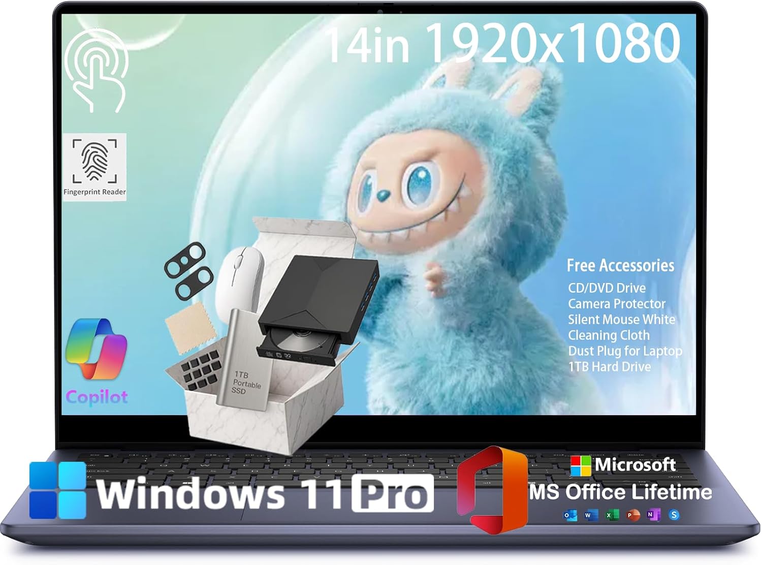 Dell Inspiron 7440 14 2-in-1 Touchscreen Laptop Computer – 14″ FHD IPS, AMD Ryzen 5 8640HS for Business, Students, Fingerprint, Backlit, FHD Webcam, Win 11 Pro (64GB DDR5 RAM, 2TB SSD)