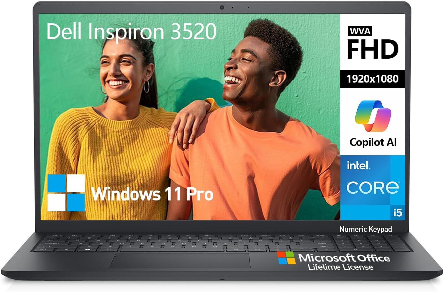 DELL Inspiron 15 3000 Laptop Computer, 15.6 Inch FHD 120Hz Business Laptop PC, Intel Core i5, Lifetime Office, 64GB RAM 2TB SSD+512GB Docking Set, Windows 11 Pro, 10-Key Number Pad