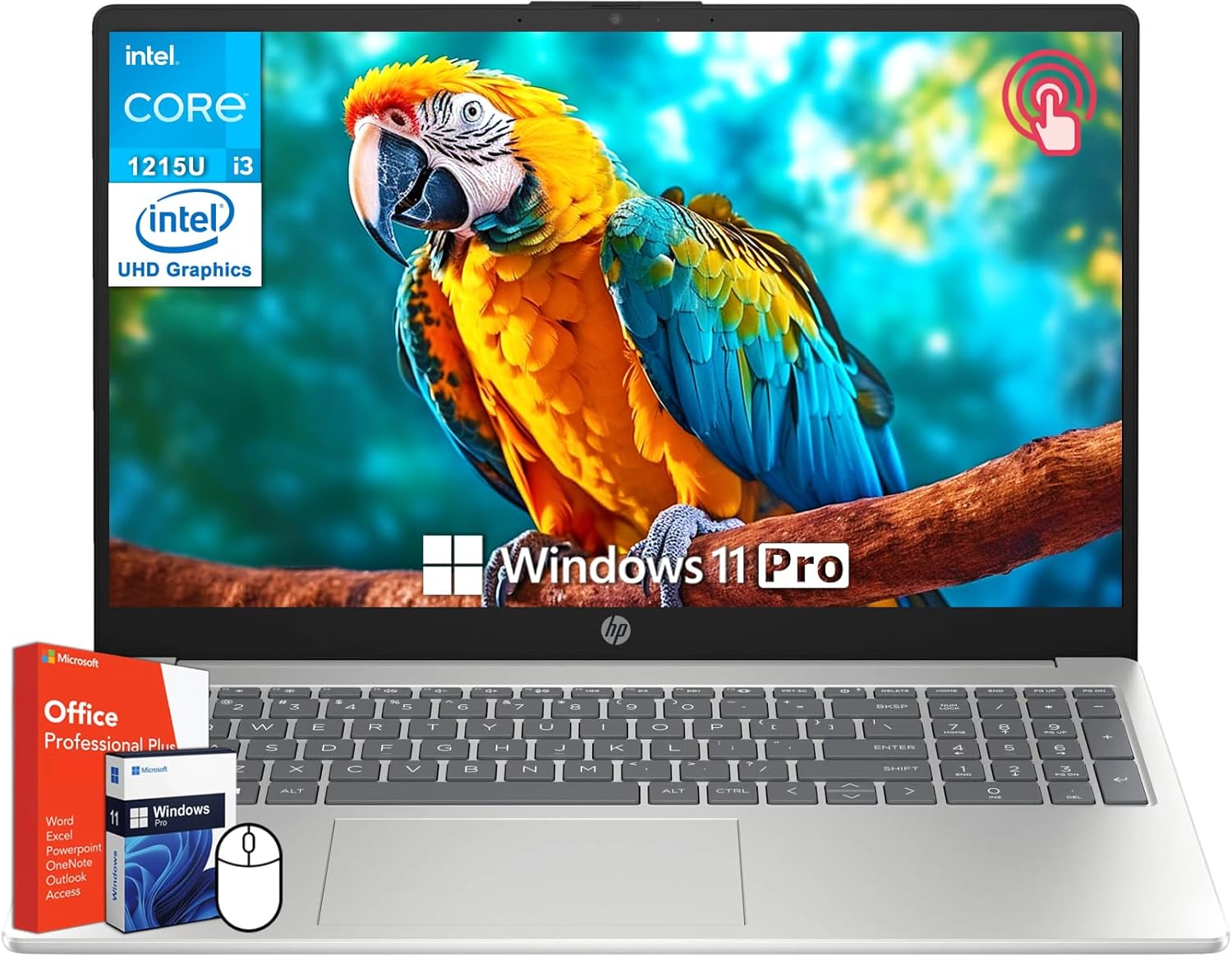 HP 15.6″ Touchscreen Laptop for Student & Business, Microsoft Office Lifetime License, Intel 12th Gen Core i3-1215U, 64 GB RAM, 2 TB SSD, Intel UHD Graphics, Fast Charge, HD Camera, Windows 11 Pro