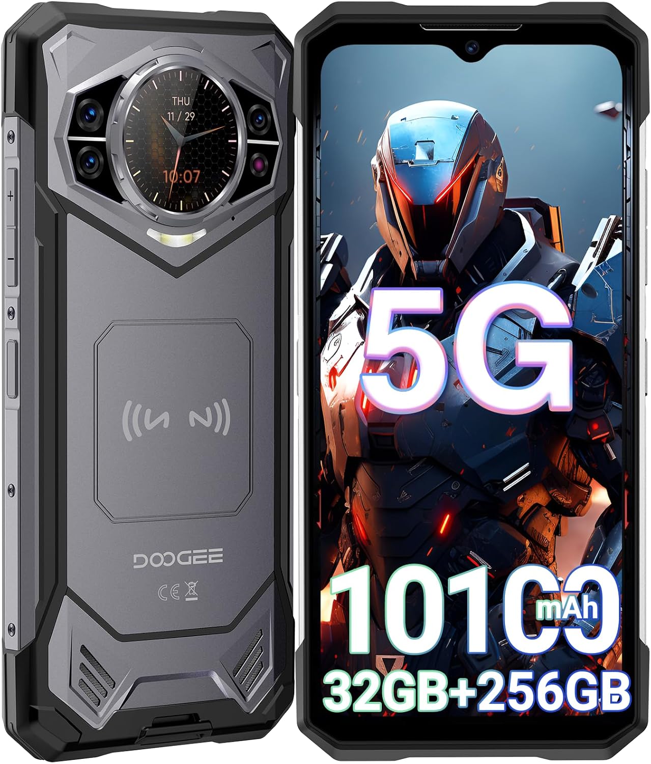DOOGEE S200 Rugged Smartphone 5G Unlocked, 32GB+256GB Android 14 Rugged Phone with 1.32″ Rear Screen, 10100mAh Battery, 100MP+20MP Night Vision Camera, 6.72″, 120Hz, NFC, 5G Dual SIM, ATT, Verizon
