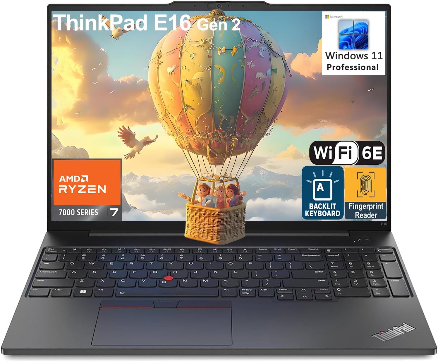 Lenovo ThinkPad E16 G2 Business Laptop Computer, 16″ FHD+, AMD 8-Core Ryzen 7 7735HS (Beat i7-1360P), 64GB DDR5, 2TB PCIe SSD, WiFi 6E, Fingerprint Reader, Backlit Keyboard, Windows 11 Pro, AZ-XUT