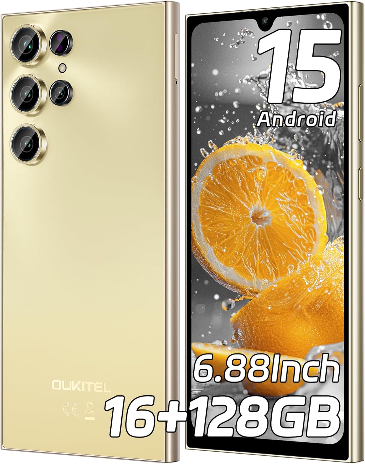 OUKITEL C61 Unlocked Cell Phone 2025- Android 15, 6.88″ Display Smartphone, 16GB+128GB/1TB, 5150mAh Battery Phone, 13MP Camera, 4G Dual Sim Mobile Phones, Fingerprint/Face Unlock/GPS/BT5.0, T-Mobile