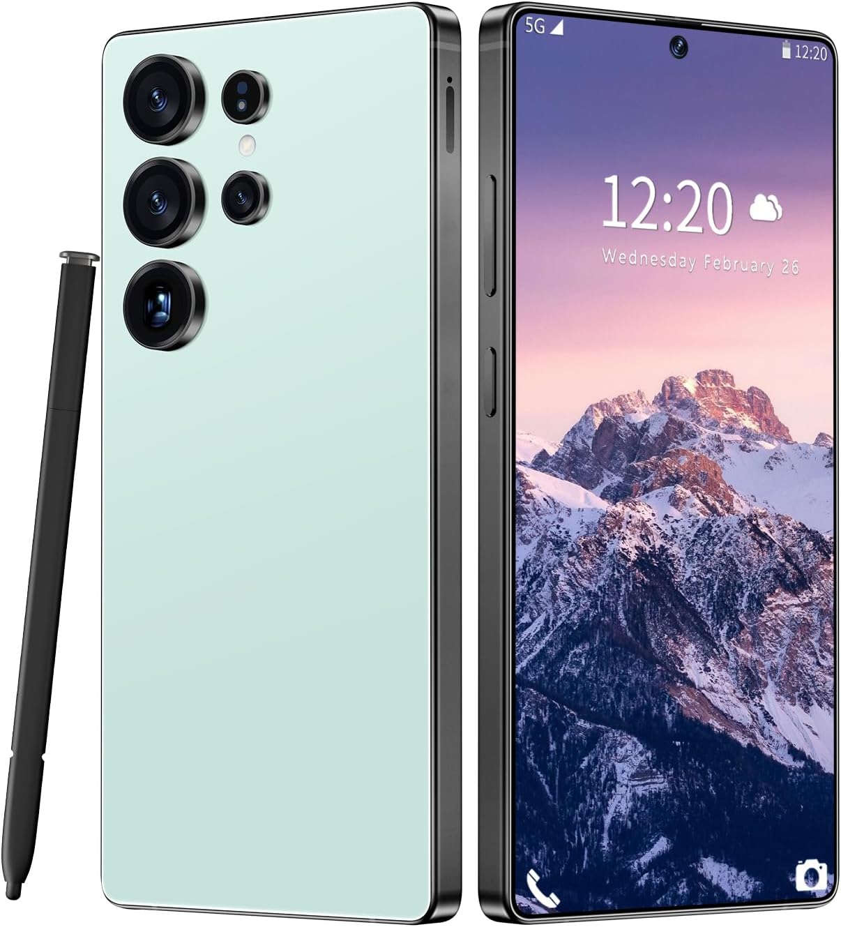 Huness I25 Ultra Unlocked Cell Phone,Built in Pen,12+512GB Unlocked Phone, Android 14 Battery 7000mAh 6.99″ HD Screen Smartphone, 5G/Face ID/Fingerprint Lock/Dual SIM/GPS (Cyan, 12+512)