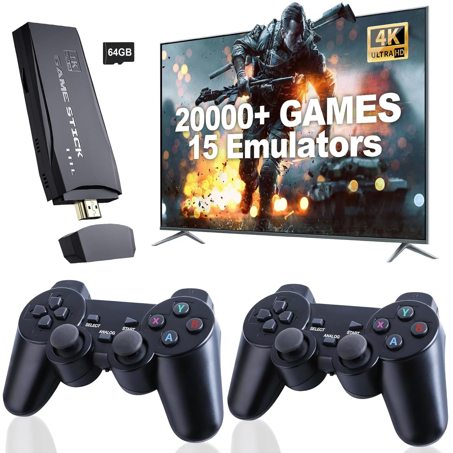 Upgraded Retro Gaming Console, Nostalgia Stick Game with 15 Built-in Emulators, Over 25,000 Games, 4K HDMI Output, 2.4GHz Wireless Controller for TV – Plug and Play