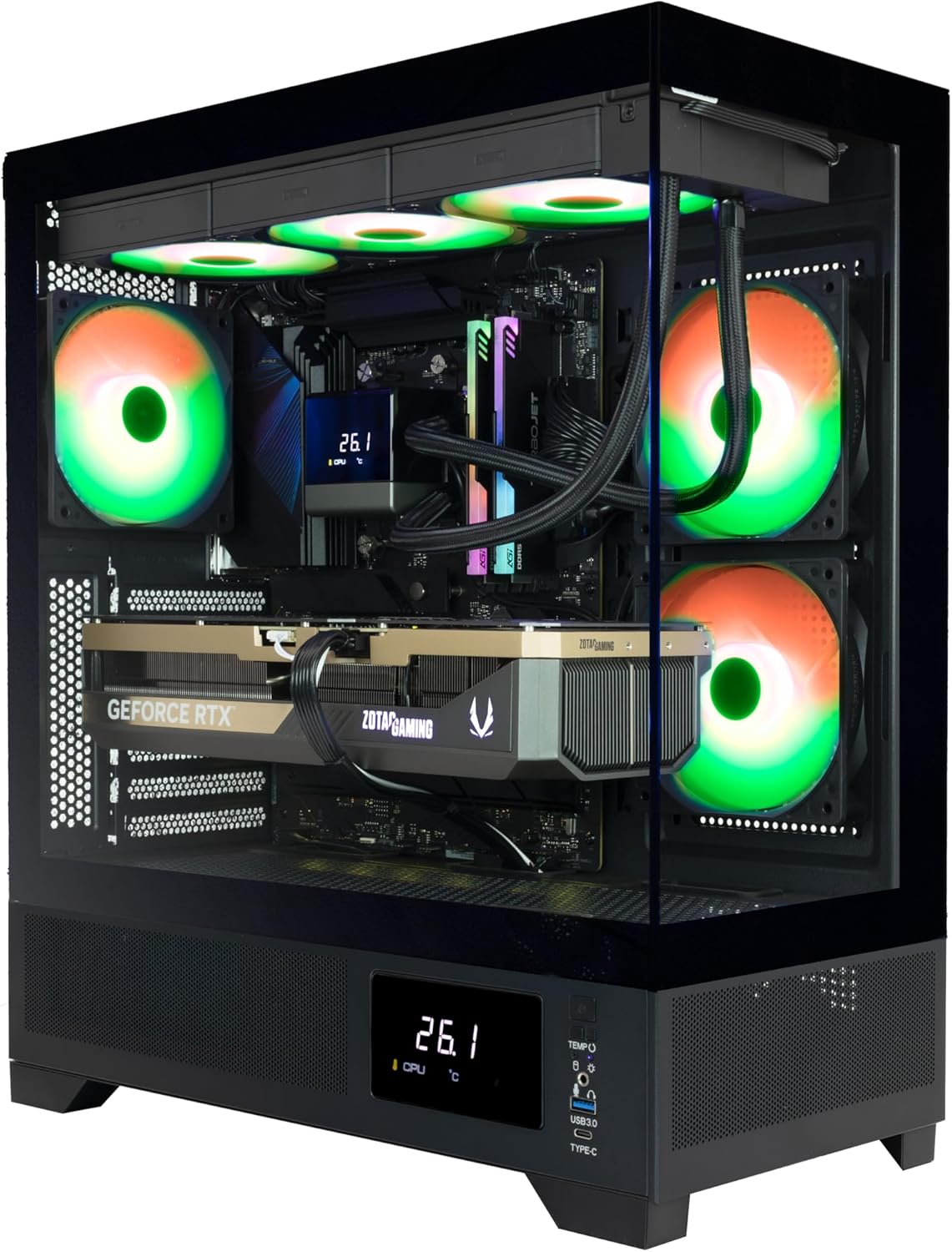MEK AI-Enhanced Gaming PC Desktop Computer – NVIDIA GeForce RTX 5080, AMD Ryzen 7 9700X 5.5GHz, 32GB DDR5 RGB, 2TB NVME M.2 SSD, 1000W 80+ Gold PSU, WiFi 7, Windows 11