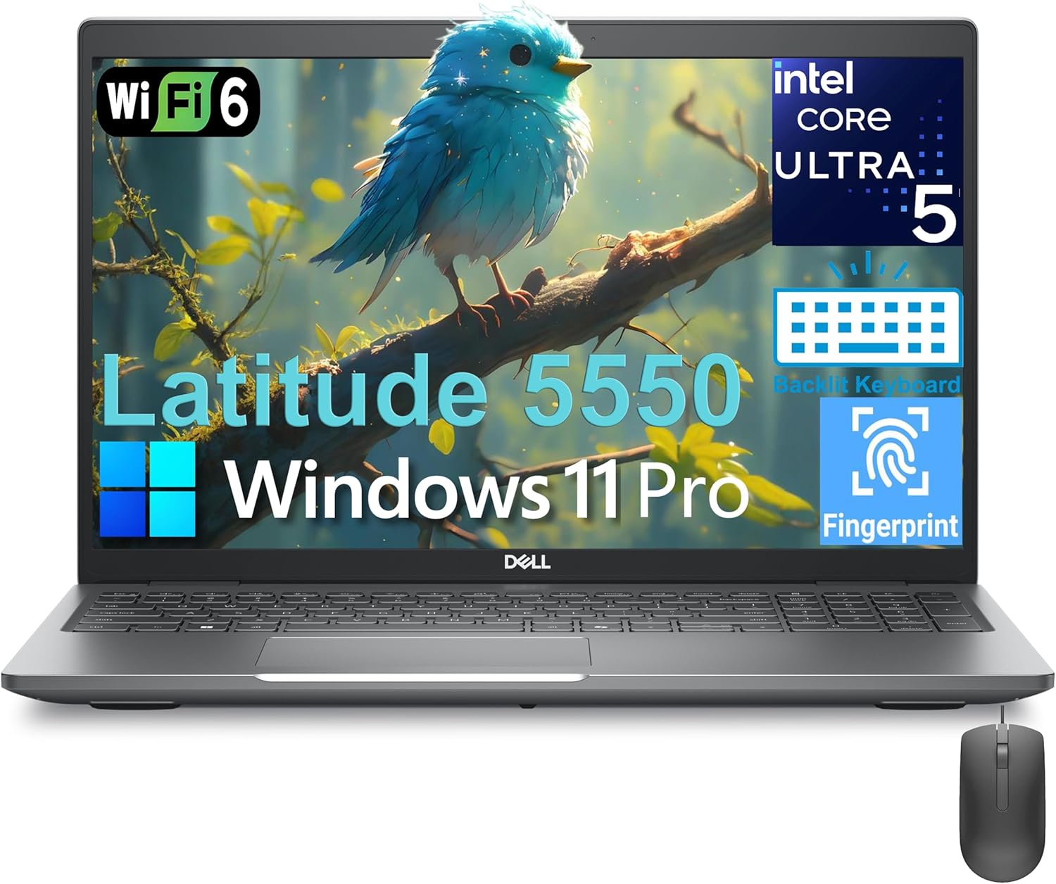 Dell Latitude 5550 5000 Business Laptop Computer, Intel 12-Core Ultra 5 135U (Beat i7-1355U), 16GB DDR5 RAM, 512GB PCIe SSD, 15.6″ FHD, WiFi 6, Thunderbolt 4, Backlit KB, Fingerprint Reader, Win11 Pro