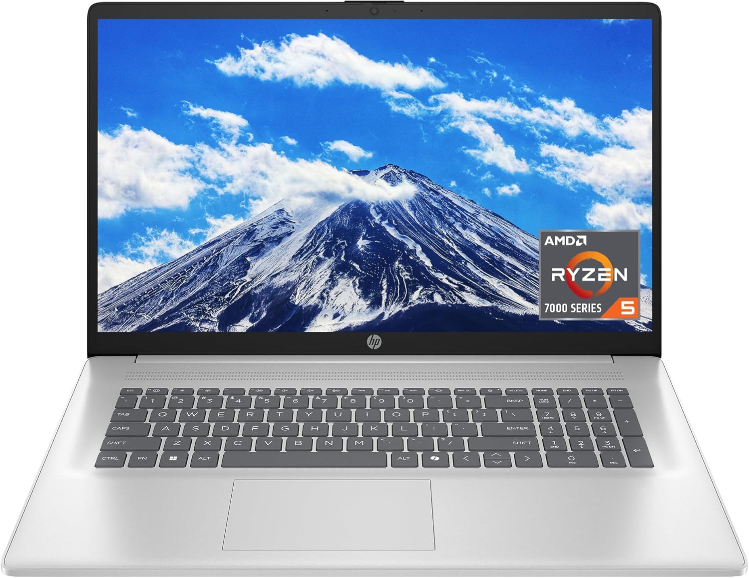 HP 17.3 inch Laptop, HD+ Display, AMD Ryzen 5 7520U, 16 GB RAM, 512 GB SSD, AMD Radeon Graphics, Windows 11 Home, Natural Silver, 17-cp2199nr