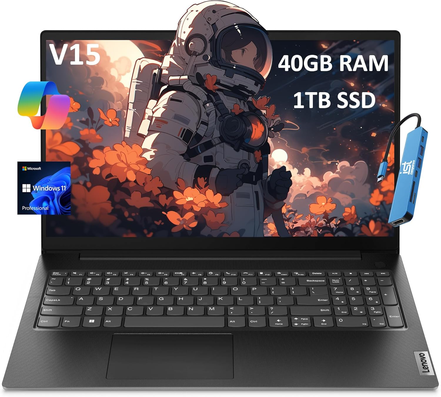 Lenovo V15 Gen 4 (15.6″ FHD Anti-Glare, 13th Intel Core i5-13420H (Beat i7-1255U), 40GB RAM, 1TB SSD) for Business, Home, Military Grade, Ethernet, IST Hub, Win 11 Pro w/AI Copilot, Black