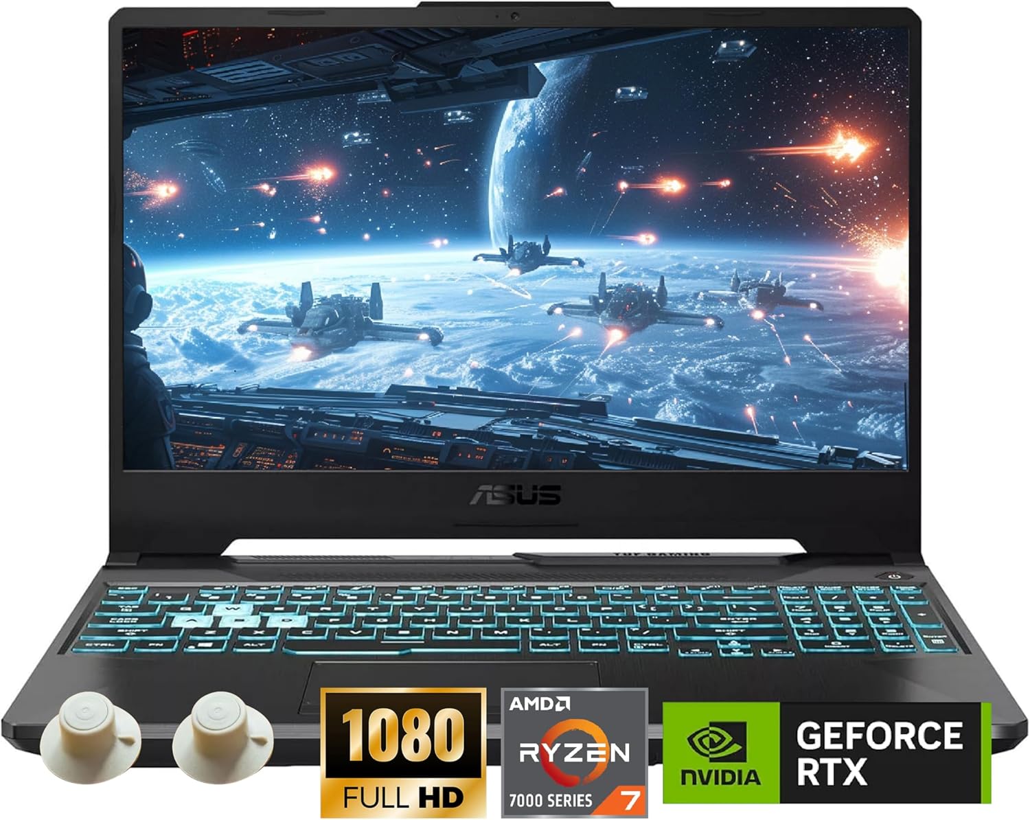 ASUS TUF A15 Gaming Laptop, AMD Ryzen 7 7435HS Processor, NVIDIA GeForce RTX 3050, 15.6 inch Full HD Display, 16GB DDR5 RAM, 512GB SSD, Backlit Keyboard, Windows 11 Home, Wi-Fi, Alpacatec Accessory