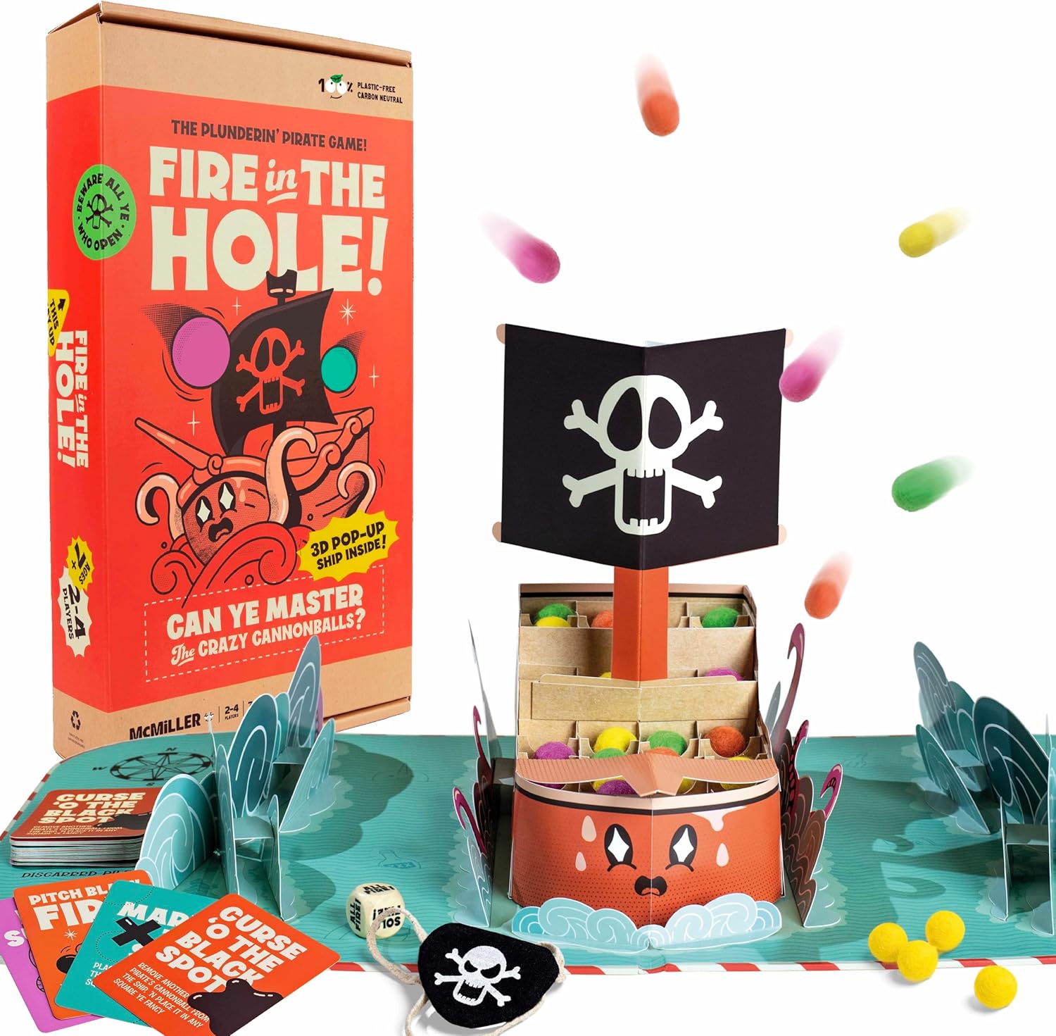 Fire in The Hole! The Pirate Adventure Board Game for the Whole Family. Sustainable Tabletop Strategy Game for Kids, Adults, Halloween, Christmas, Thanksgiving, Birthdays, Game Night Gift, 2 4 Players