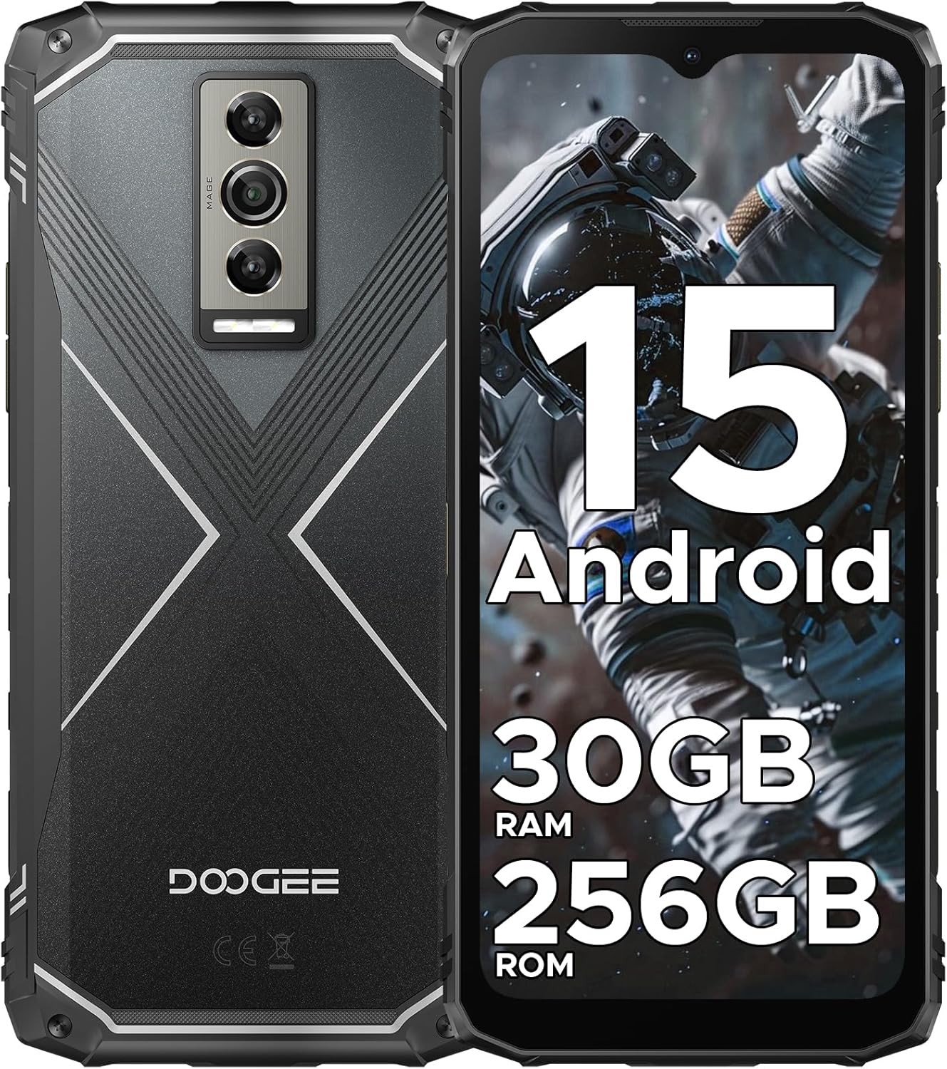 DOOGEE Blade 10 Pro Android 15 Rugged Phone,10.7mm Ultra-Thin,30GB+256GB Rugged Smartphone,Octa Core 6.56″ HD+90Hz,50MP+8MP,IP68/IP69K Waterproof Phone,Widevine L1,NFC/Face Unlock