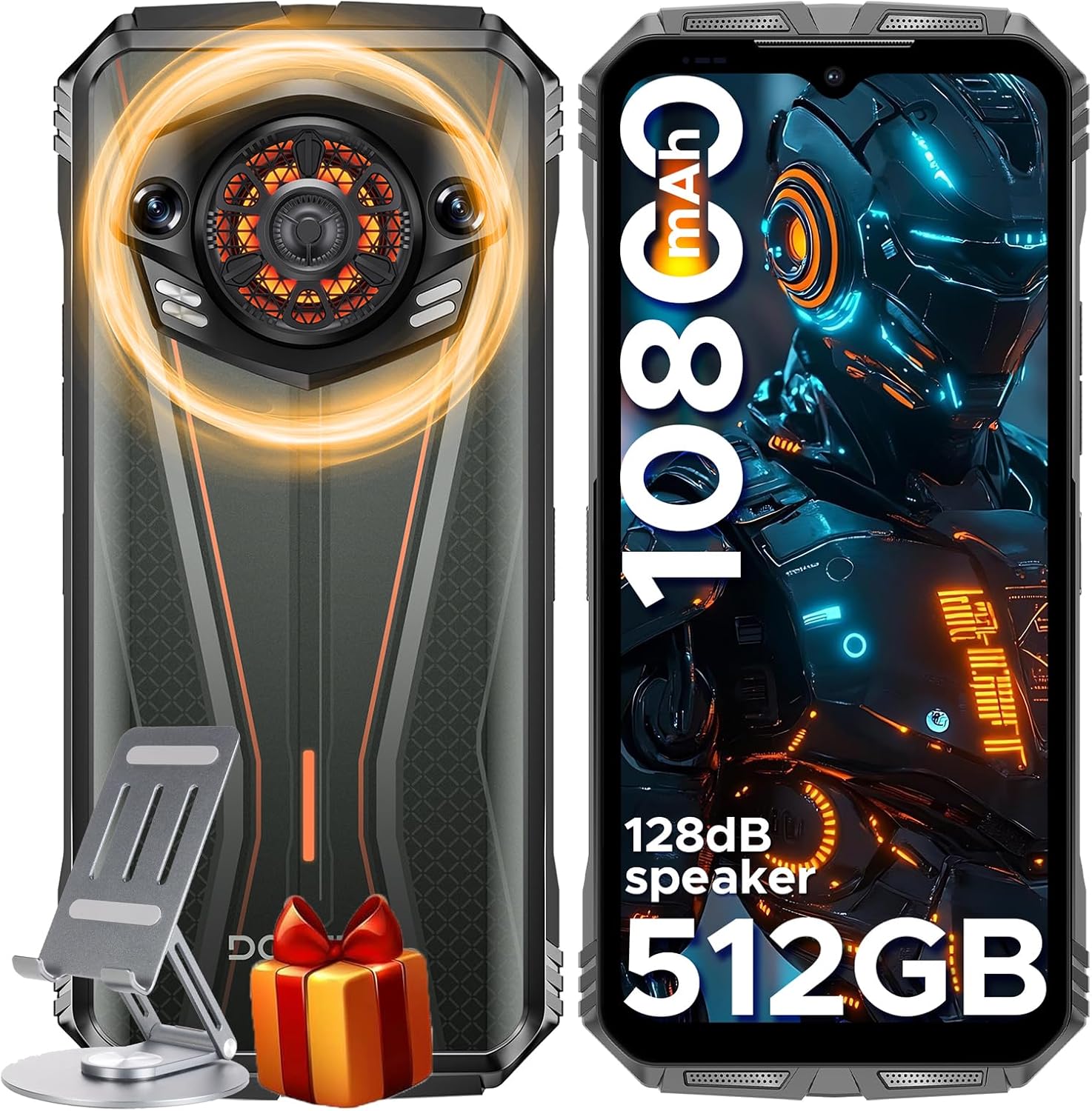 DOOGEE S Punk Pro(2025) Rugged Phone,20GB+512GB Android 14 Rugged Cell Phone with 128dB Loudest Speaker,6.6 FHD+ IPS 90Hz,10800mAh Rugged Smartphone,50MP AI Camera,Waterproof Phone,Face Unlock/NFC