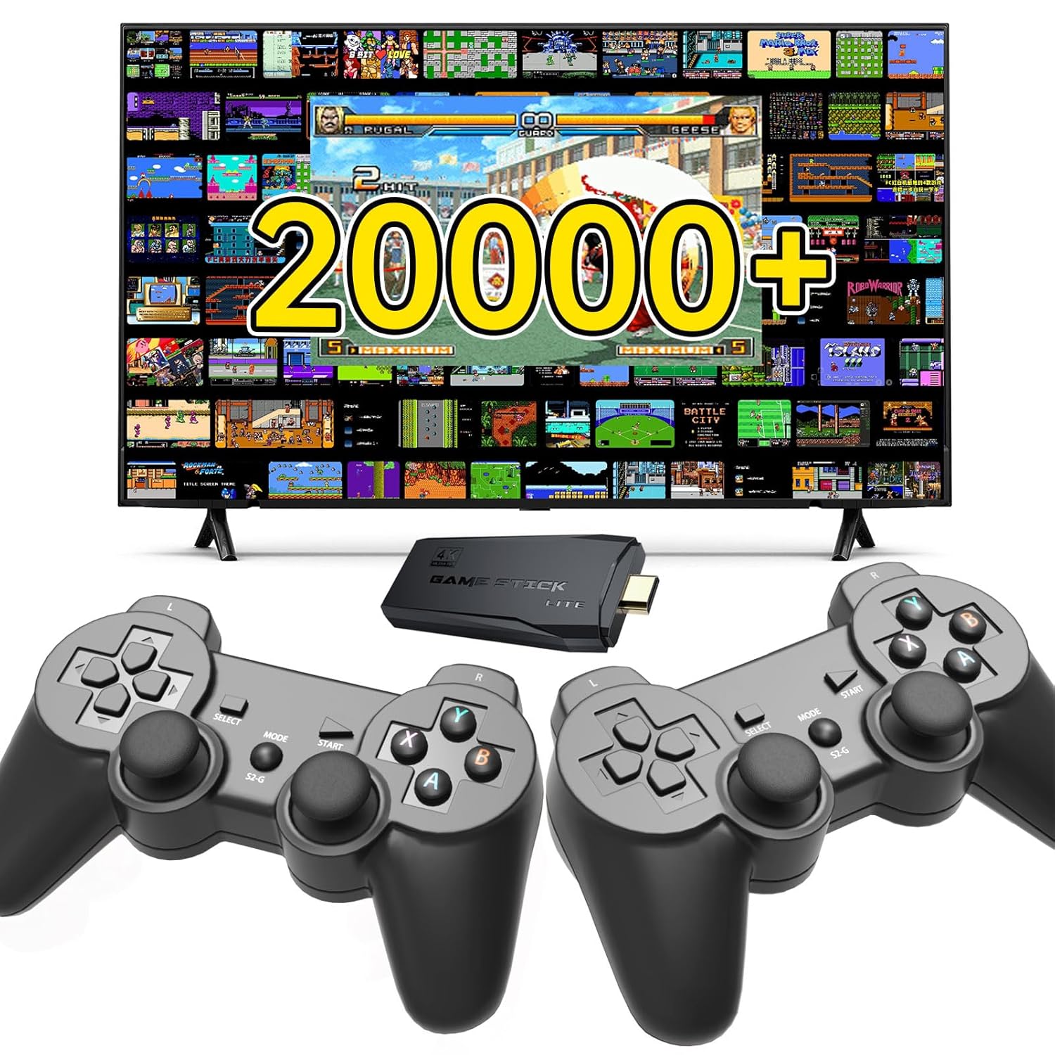 2025 Upgraded Game King:Retro Game Console,Retro Game Stick with 20,000+ Games,4k Hdmi Output Game Stick,TV-Connectable Game Stick Wireless Game Stick,Plug and Retro Play Video Games for TV