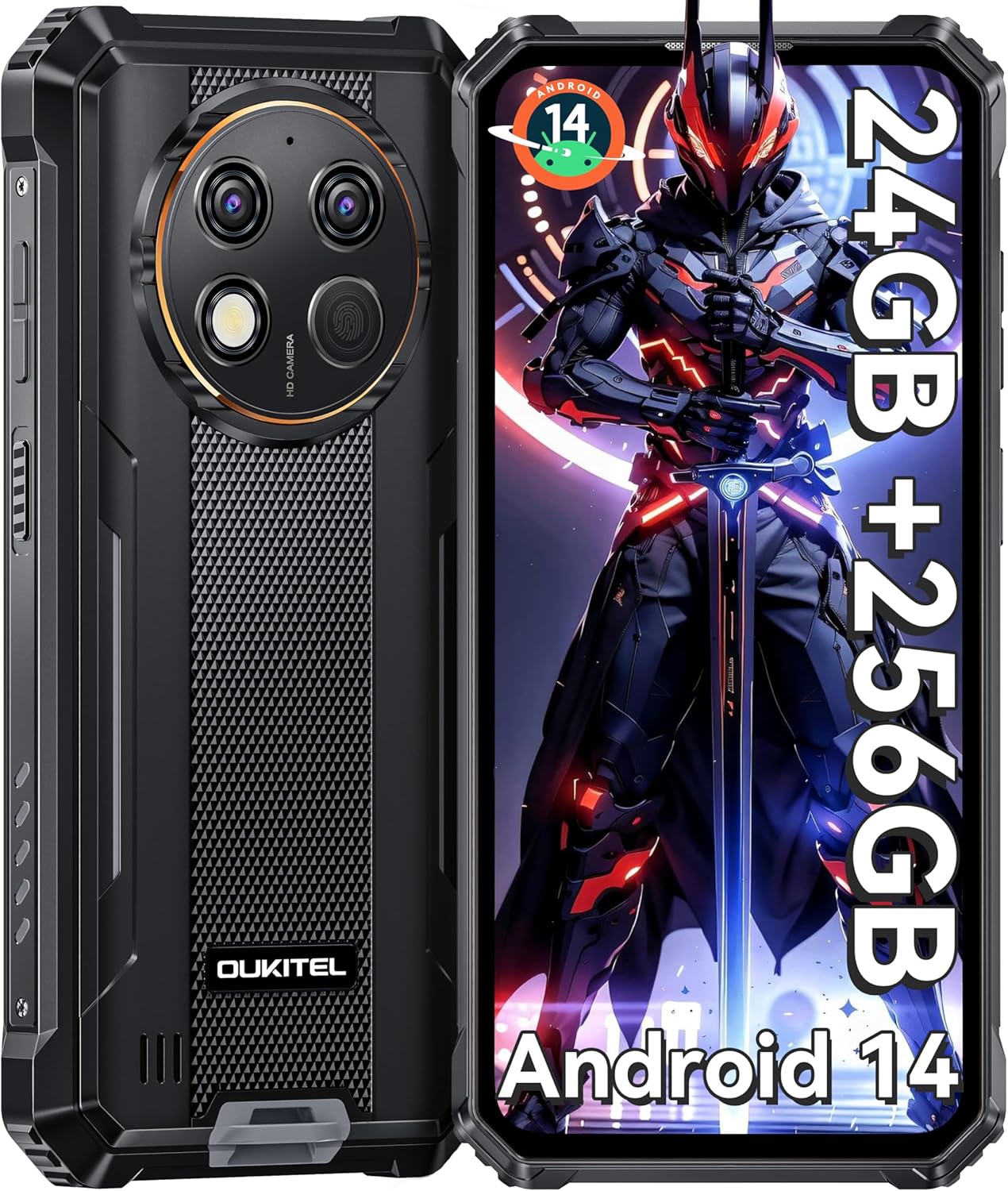 OUKITEL G1 Rugged Smartphone Unlocked – 24+256GB/1TB Android 14 Rugged Cellphones, 6.52”HD Display 10600mAh Battery 48MP Rear Camera IP68/IP69K Waterproof Phone, Dual Sim/NFC/Fingerprint 2025