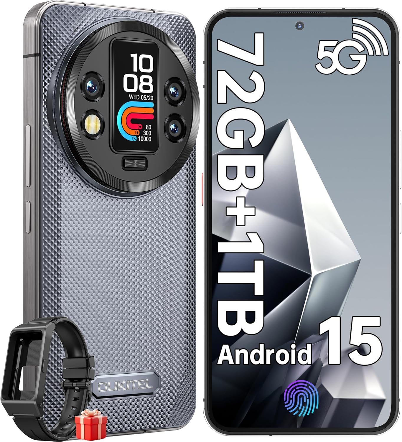 OUKITEL WP200 Pro 5G Rugged Smartphone Unlocked – 72GB+1TB Android 15 Rugged Phones,108MP Main Camera 6.7″FHD+Display 8800mAh Battery,IP68/IP69K Cellphone,5G Dual SIM NFC/OTG/BT5.3/120Hz/T-Mobile,GRAY